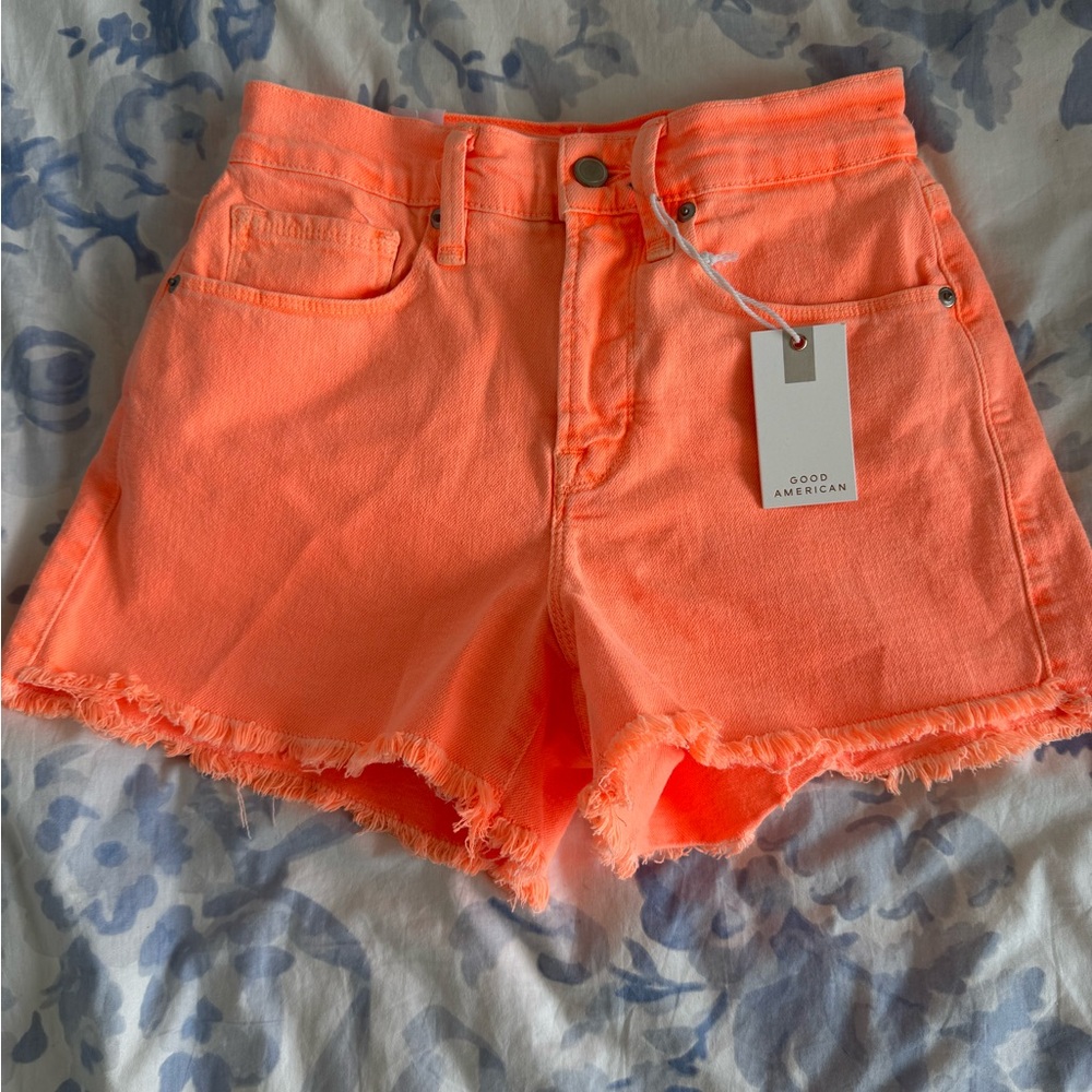 Good American Vibrant Orange Jean Shorts